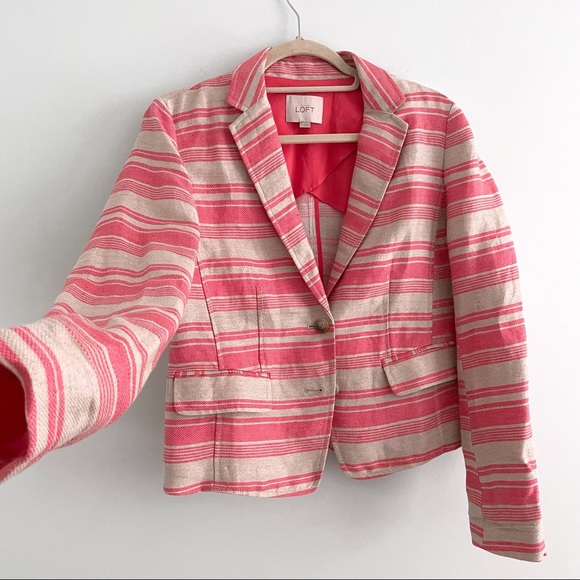 Two Button Tailored Jacket with Pockets in a Linen Blend by LOFT - Picture 1 of 8